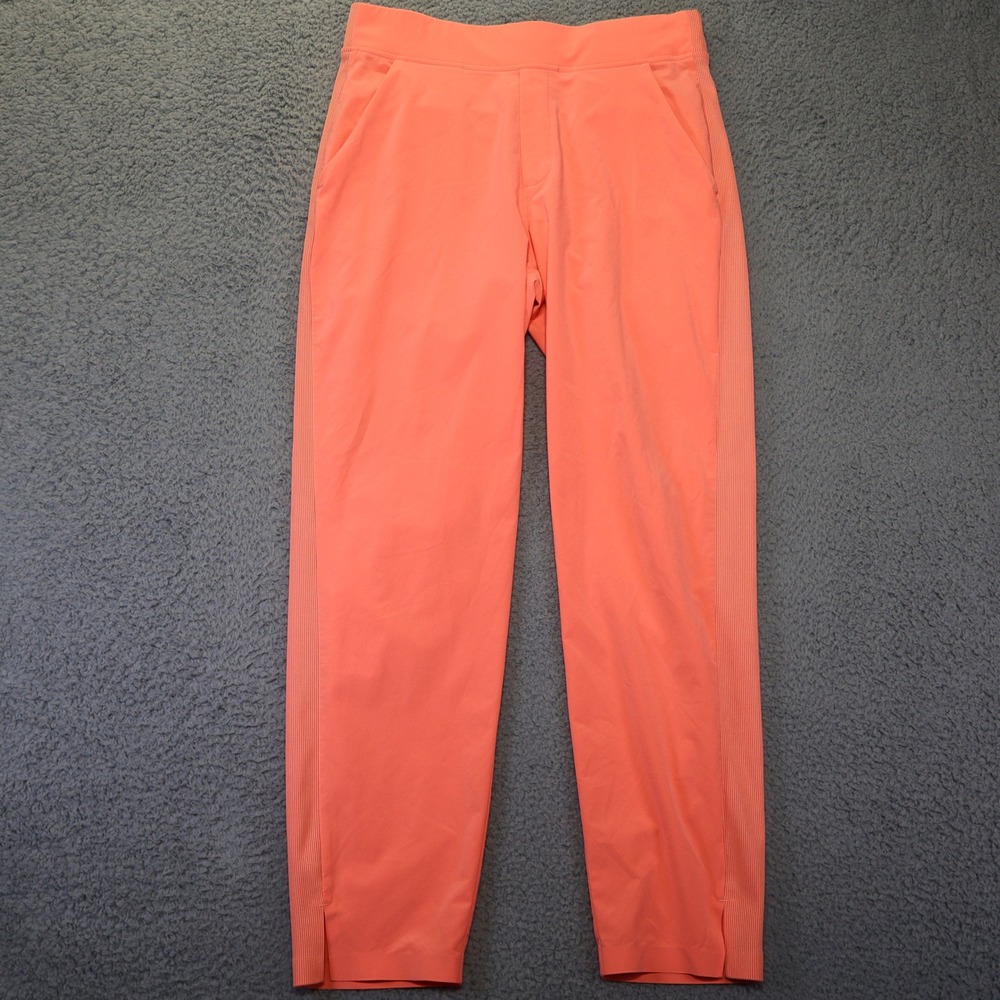 Athleta Brooklyn Ankle Pant 6 Neon Orange Coral Ribbed Side Panel 198671-24